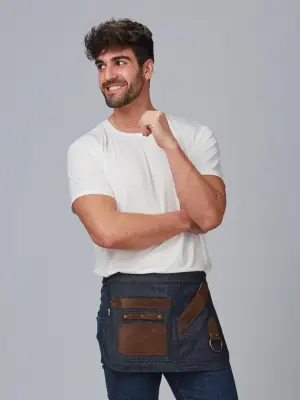 Delantal corto vaquero y piel 30X42 CM 100003 Garys