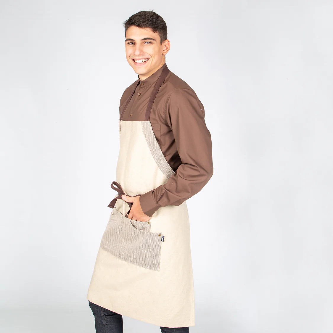 Delantal peto beige combi espiga 82X72 CM 100008 Garys - Imagen 4