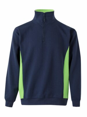Sudadera de trabajo bicolor media cremallera gama TotalMatch 105704 Velilla - AZUL NAVY/VERDE LIMA
