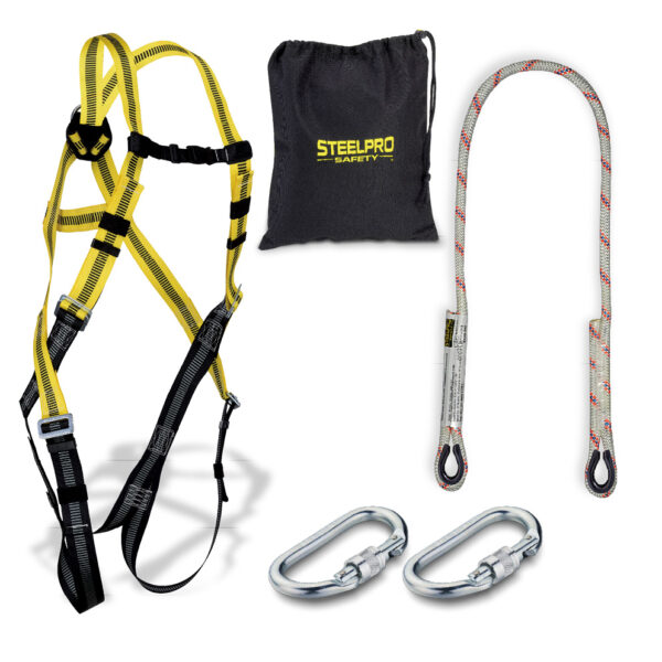 Kit anticaídas Arnés + cuerda 1,5m + 2 mosquetones acero + bolsa naylon 1888KIT1SIN Marca