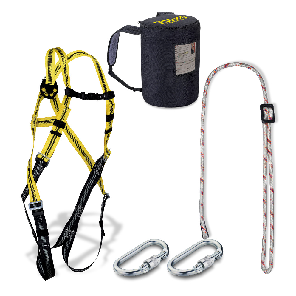 Kit anticaída Arnés + cuerda regulable + 2 mosquetones + mochila tejido oxford 1888KIT3SIN Marca