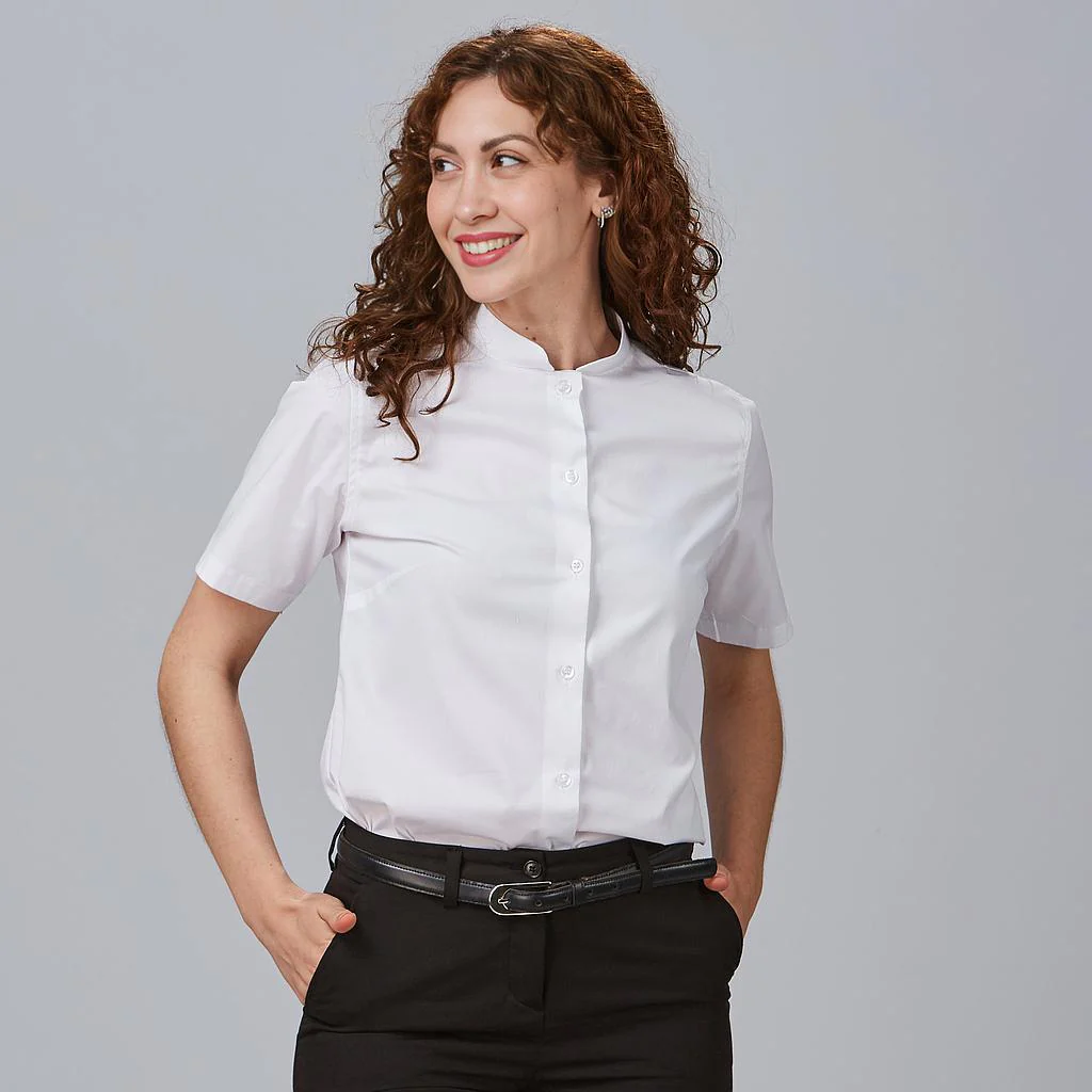 Camisa mujer manga corta cuello mao Elastan 240004 Garys