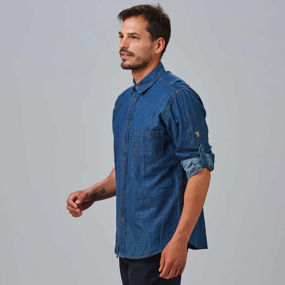 Camisa hombre tejano fino lavado slim fit Mattia 260800 Garys - Imagen 5