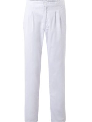 Pantalón blanco de sarga cinturilla elastica y cierre de boton y cremallera 337 Velilla