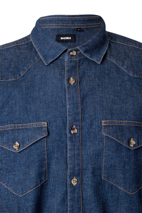 Camisa denim stretch manga larga hombre 405006S Velilla - Imagen 5