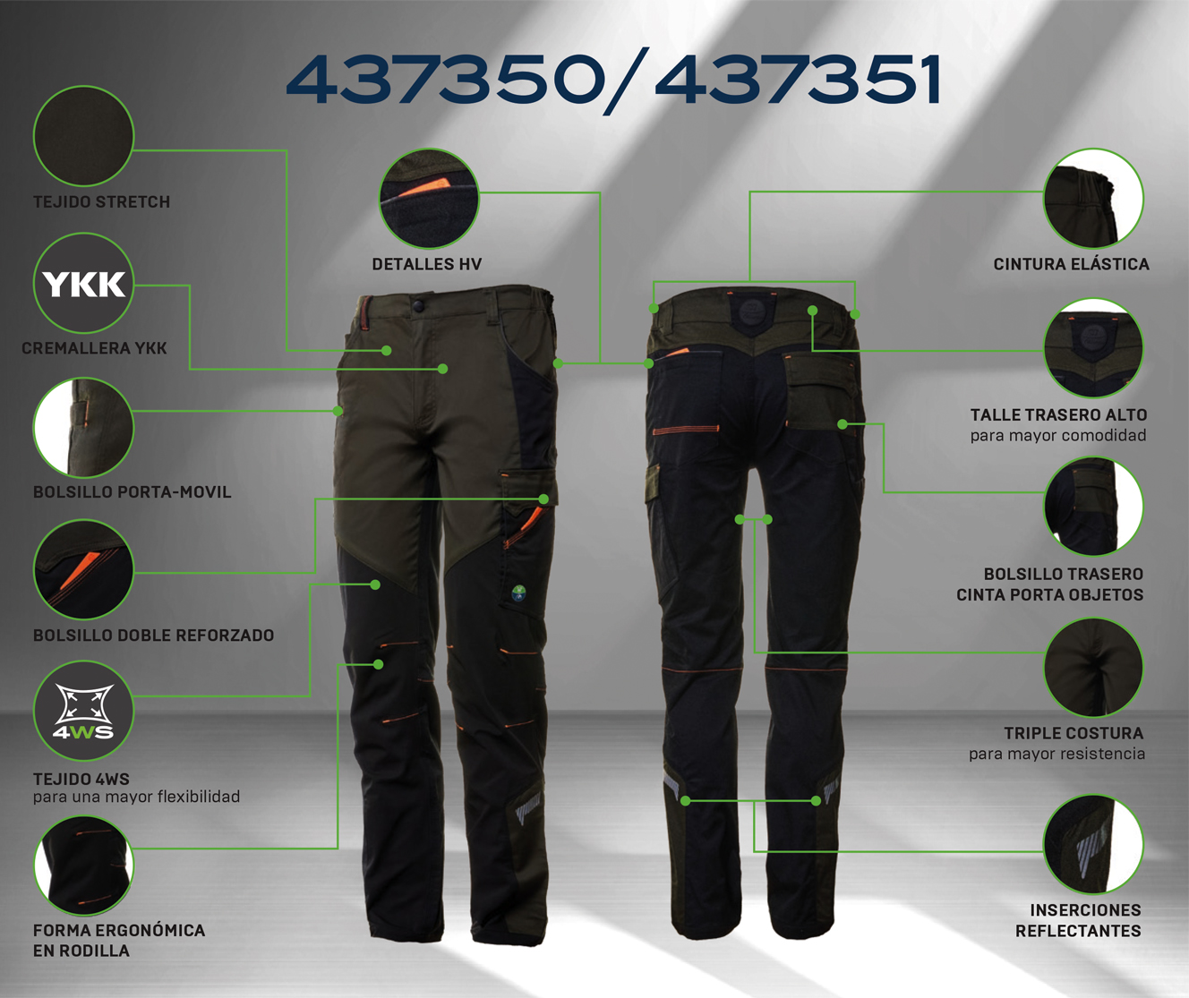 Pantalón de trabajo NICE STRETCH 4WS multibolsillos 43735 Marca - Imagen 6