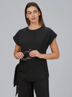 Blusa mujer con escote caja y lazo decorativo AROA 600123 Garys