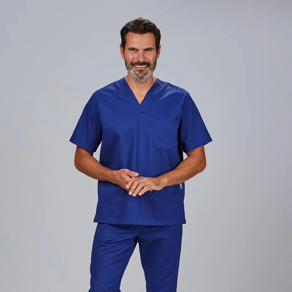 Blusa sanitaria unisex con cuello de pico tejido sarga 603000 Garys - Imagen 2