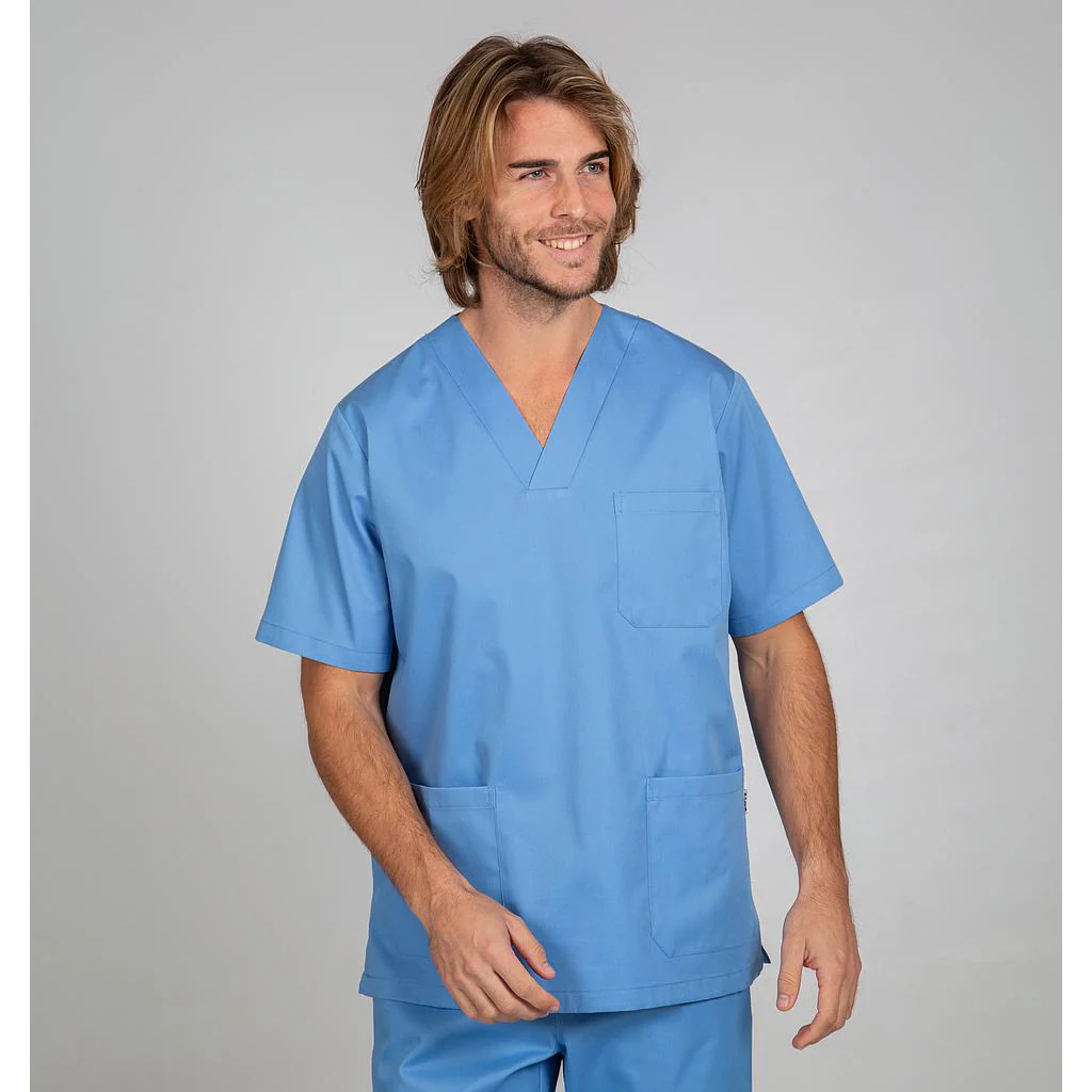 Blusa sanitaria unisex con cuello de pico tejido sarga 603000 Garys - Imagen 4