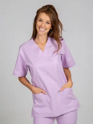 Blusa sanitaria unisex tejido sarga con cuello de pico 605000 Garys