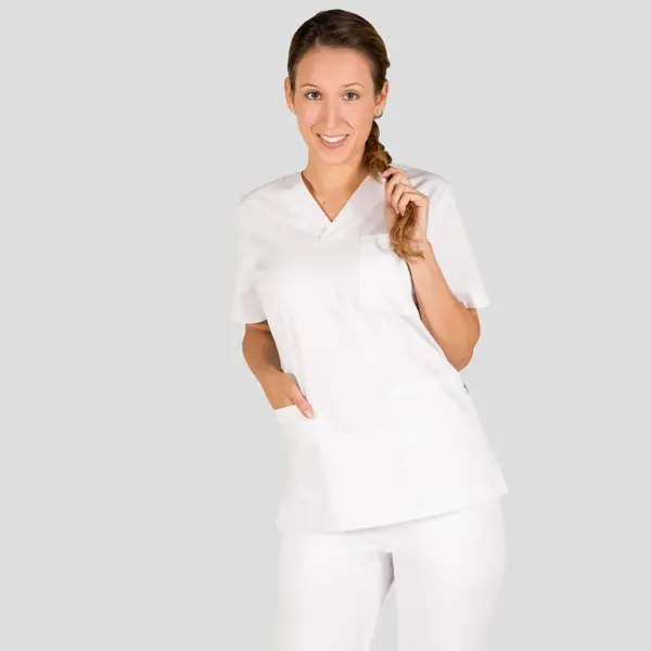 Blusa mujer manga corta cuello de pico tejido sarga VEGA 607200 Garys