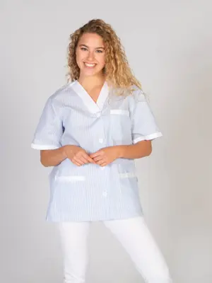 Blusa unisex con pico vichy combinada 652000 Garys