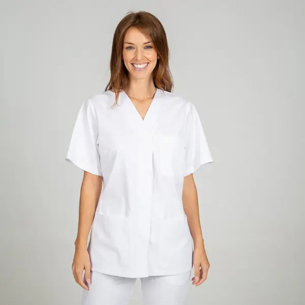 Blusa mujer manga corta cuello de pico tejido sarga LEILA 662800 Garys
