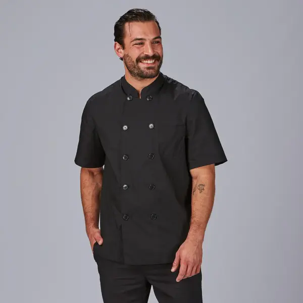 Chaqueta cocina unisex manga corta popelin fino negro 917A01 Garys