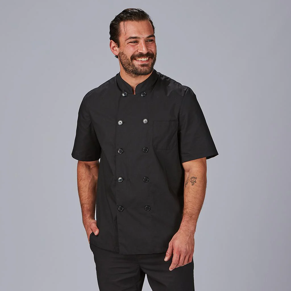 Chaqueta cocina unisex manga corta popelin fino negro 917A01 Garys