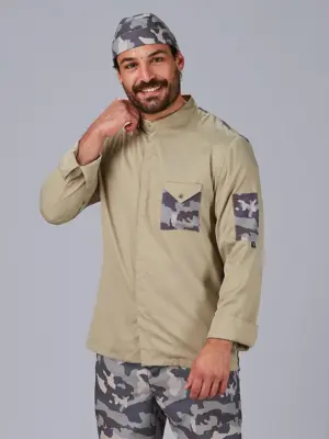 Chaqueta cocina unisex manga larga combi canalรฉ tรกctico 930037 Garys
