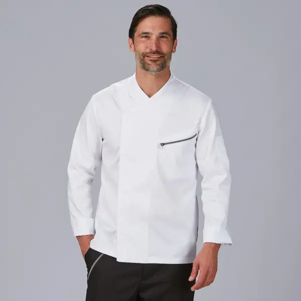 Chaqueta cocina unisex manga larga saten algodón Vico 930046 Garys