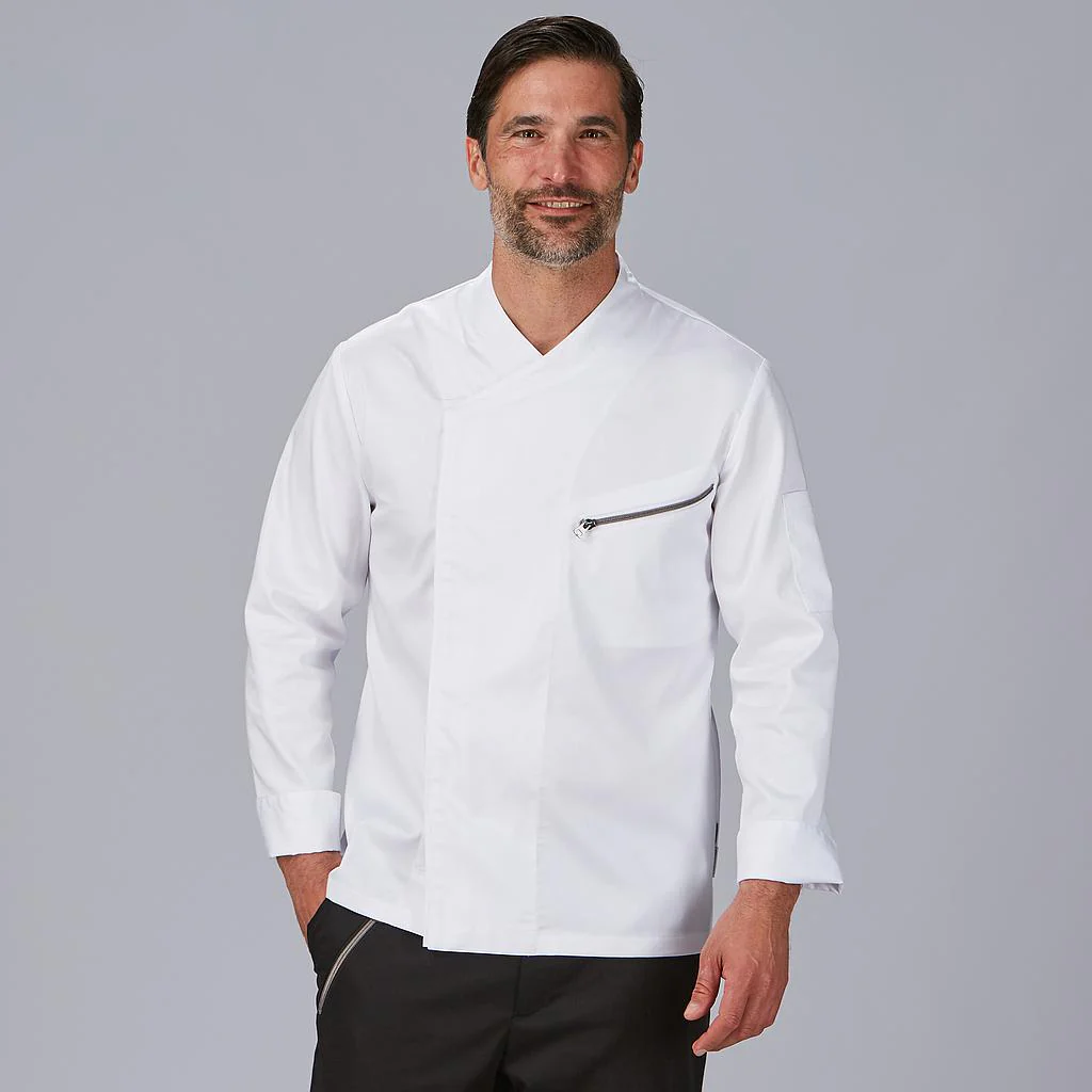 Chaqueta cocina unisex manga larga saten algodón Vico 930046 Garys