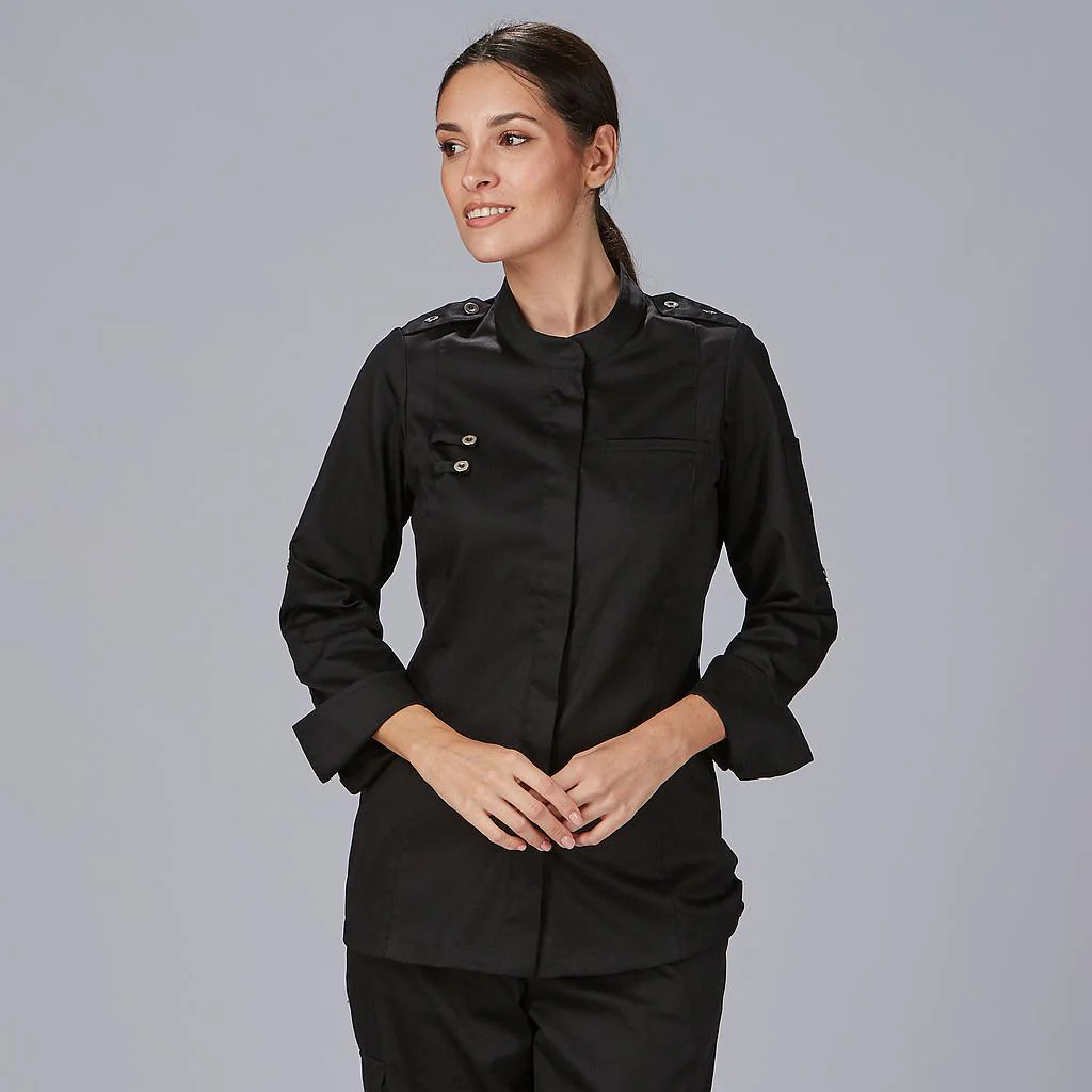 Chaqueta cocina mujer manga larga satén algodón Sola 930049 Garys