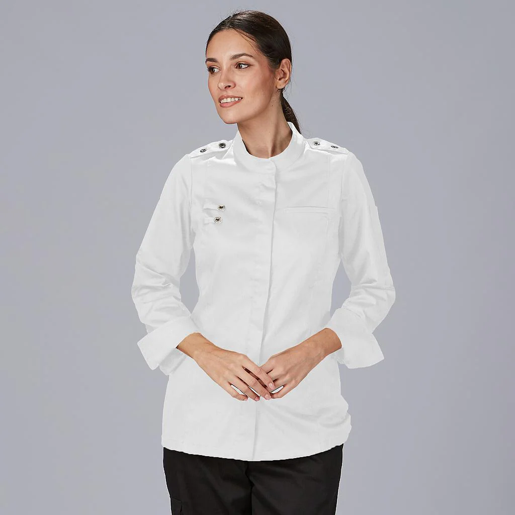 Chaqueta cocina mujer manga larga satén algodón Sola 930049 Garys - Imagen 3