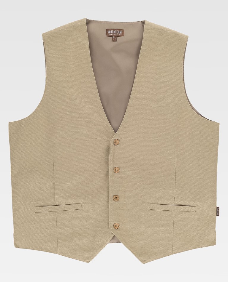 Chaleco canvas de hombre con bolsillos b9038 Workteam