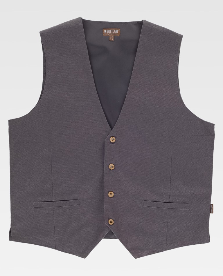 Chaleco canvas de hombre con bolsillos b9038 Workteam - Imagen 3