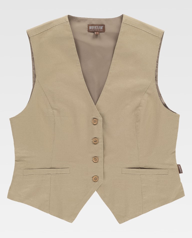 Chaleco canvas de mujer con bolsillos b9040 Workteam - Imagen 3