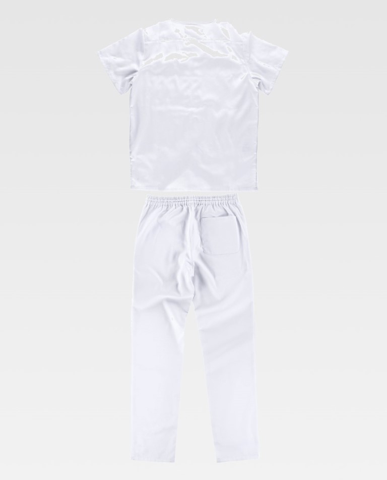 Conjunto sanitario manga corta cierre botones pantalón elástico en cintura lavado 65º b9166 Workteam - Imagen 2