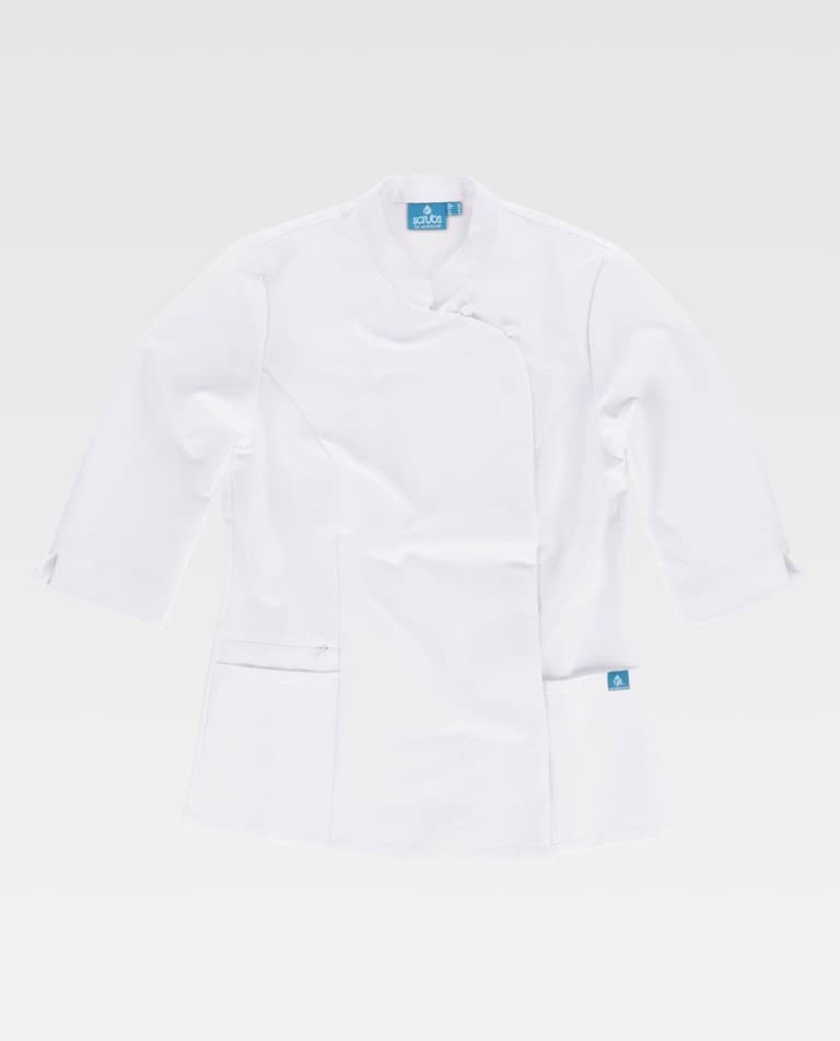 Casaca elástica entallada cruzada cierre de corchetes ocultos manga francesa B9511 Workteam - Imagen 9