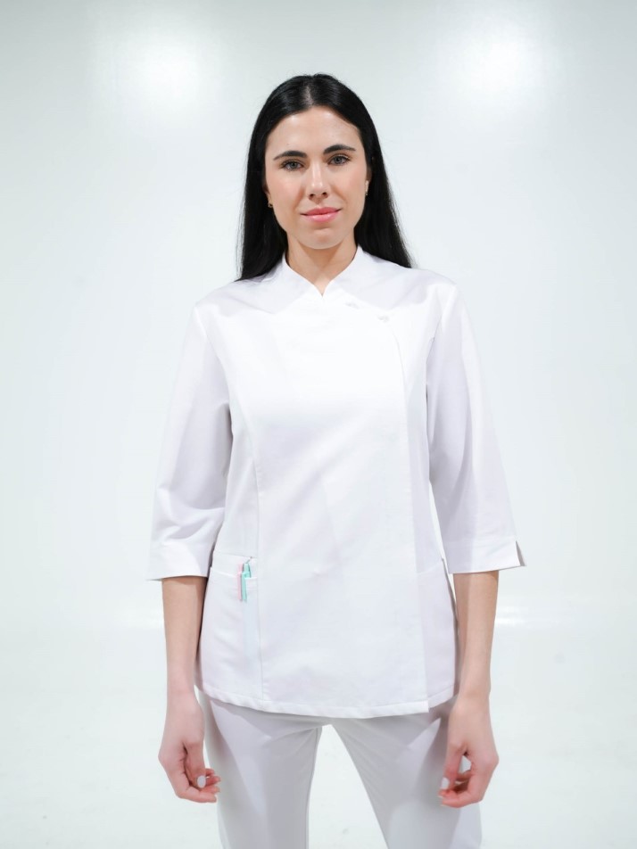 Casaca elástica entallada cruzada cierre de corchetes ocultos manga francesa B9511 Workteam - Imagen 10