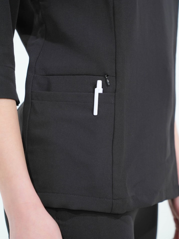 Casaca elástica entallada cruzada cierre de corchetes ocultos manga francesa B9511 Workteam - Imagen 5