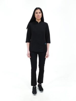 Casaca elรกstica entallada cruzada cierre de corchetes ocultos manga francesa B9511 Workteam