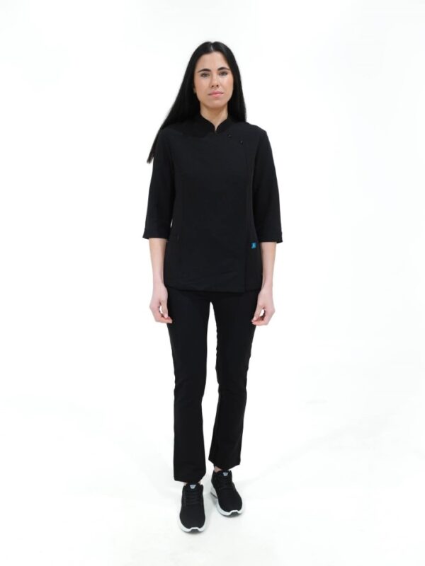 Casaca elástica entallada cruzada cierre de corchetes ocultos manga francesa B9511 Workteam