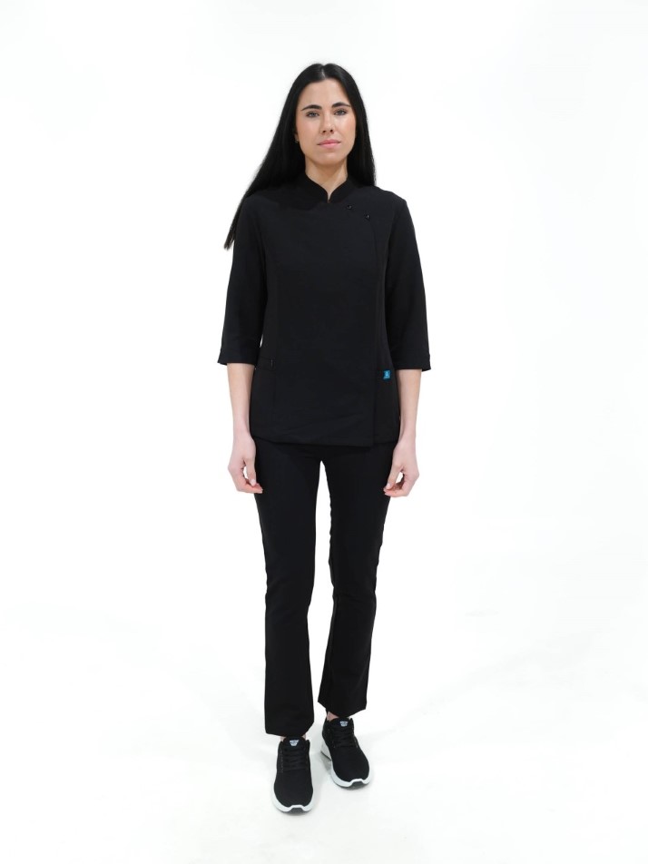 Casaca elástica entallada cruzada cierre de corchetes ocultos manga francesa B9511 Workteam