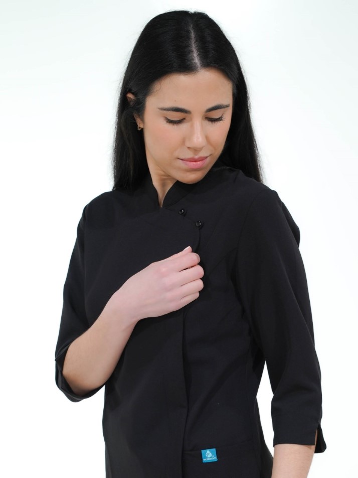 Casaca elástica entallada cruzada cierre de corchetes ocultos manga francesa B9511 Workteam - Imagen 4