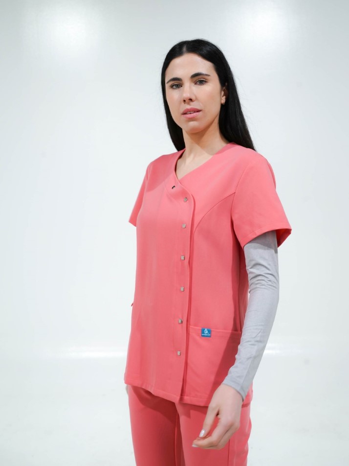 Casaca elástica entallada cruzada con cierre de corchetes B9512 Workteam