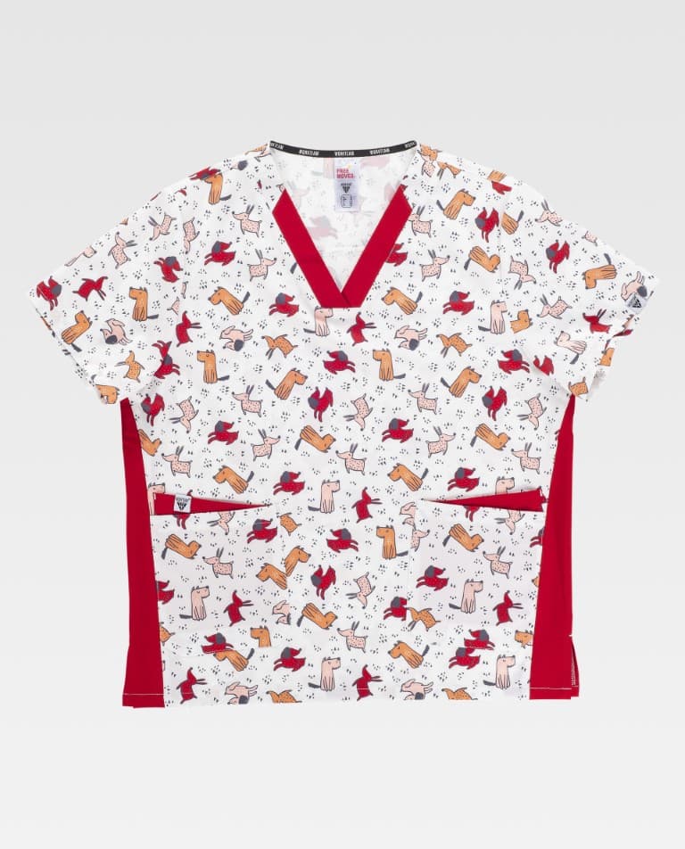 Casaca elástica manga corta con bolsillos en laterales estampado perros b9862 Workteam - Imagen 2