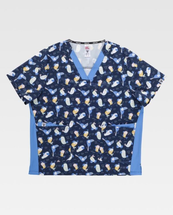 Casaca elástica de manga corta dos bolsillos dobles en laterales estampado tucán b9863 Workteam