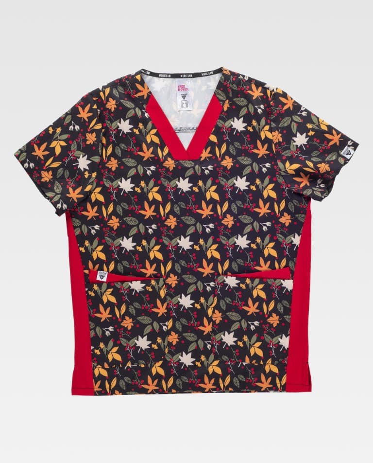 Casaca elástica manga corta con bolsillos en laterales estampado otoño b9869 Workteam