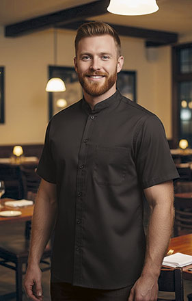 Camisa manga corta con bolsillo y cuello mao CLAPTON Valento