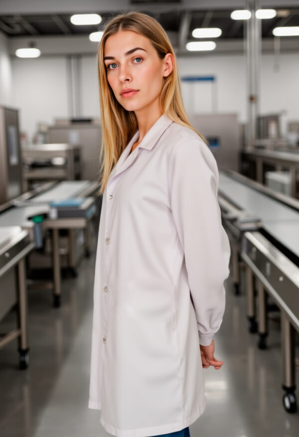 Bata de trabajo sin bolsillos exteriores de manga larga CYCLONE Valento.