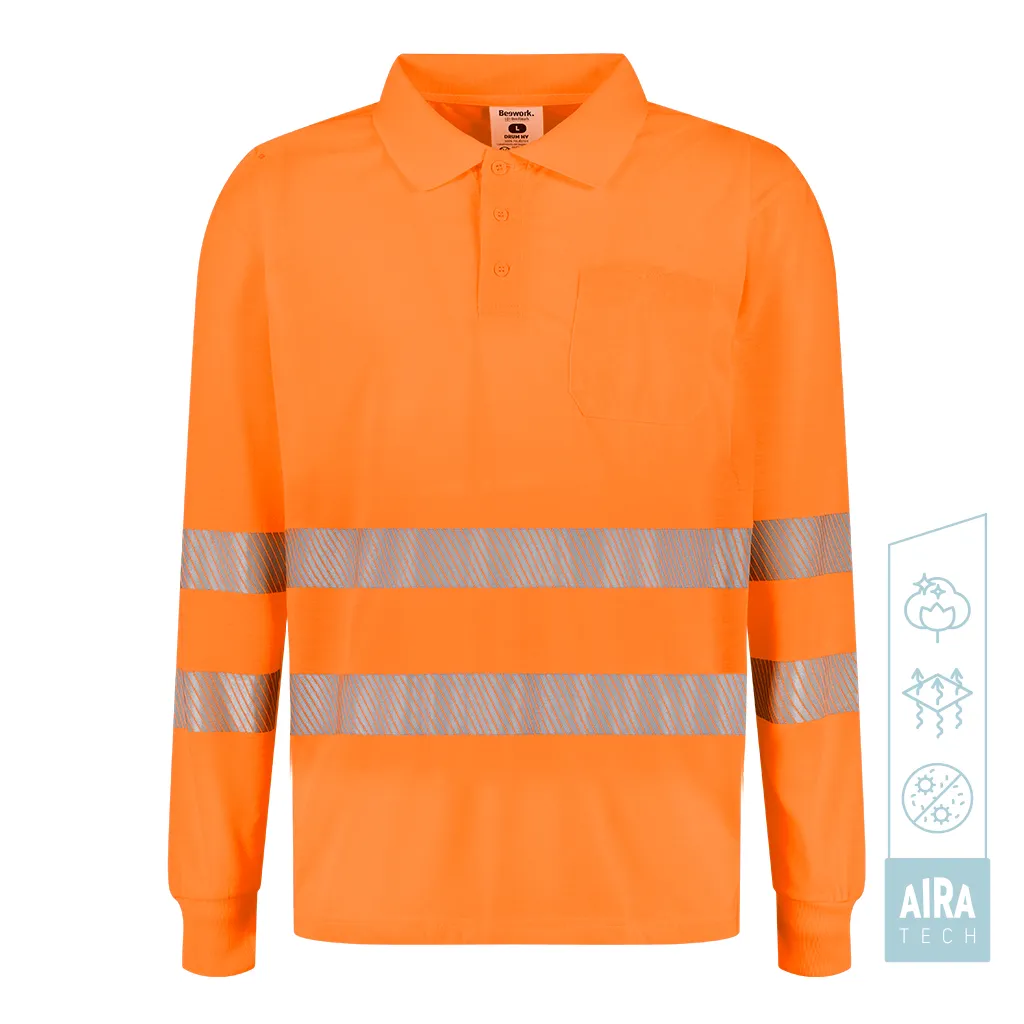 Polo tecnología aira tech manga larga alta visibilidad banda segmentada DRUM HV Tomas Bodero - Imagen 2
