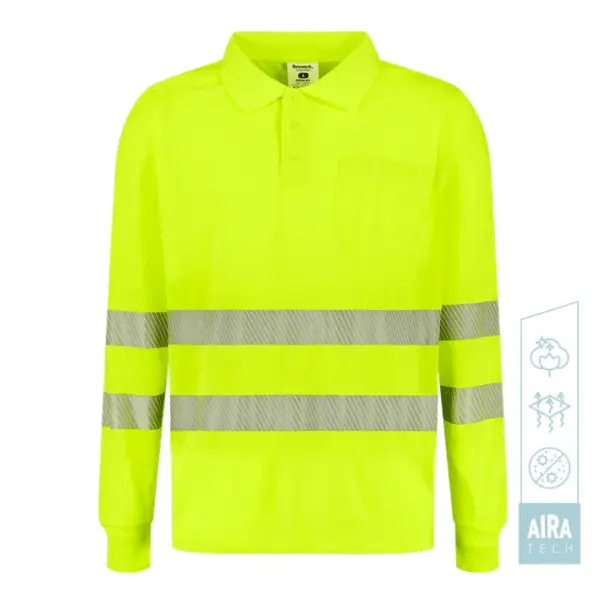 Polo tecnología aira tech manga larga alta visibilidad banda segmentada DRUM HV Tomas Bodero