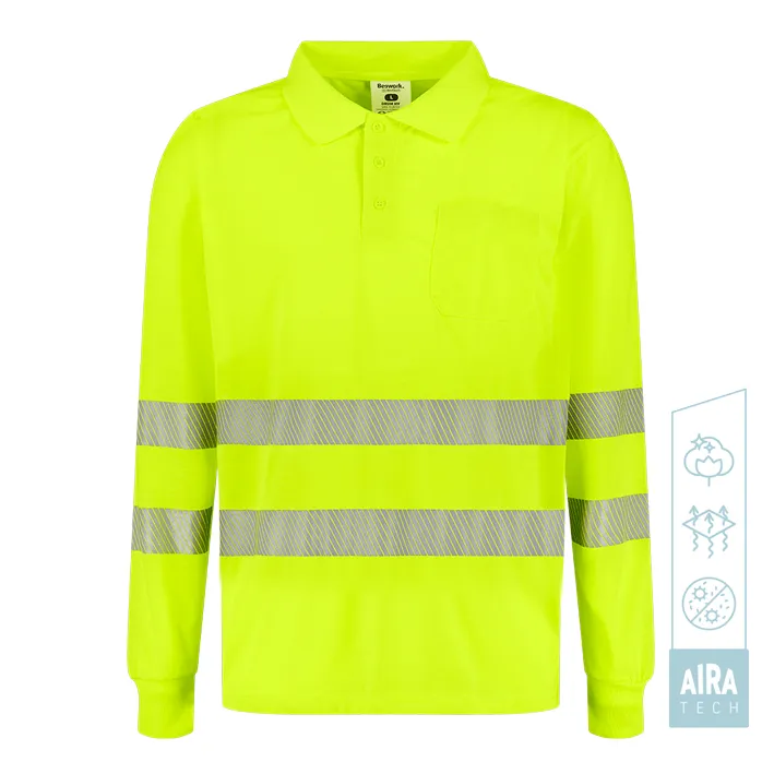 Polo tecnología aira tech manga larga alta visibilidad banda segmentada DRUM HV Tomas Bodero