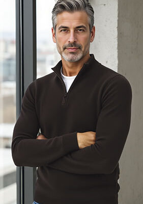 Jersey de punto con cuello de media cremallera PAUL Valento