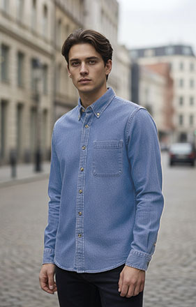 CAMISA MANGA LARGA TEJIDO DENIM LION VALENTO