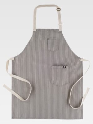 Delantal con peto estampado a rayas ajuste regulable 65% poliรฉster 30% algodรณn M732 Workteam