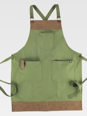 Delantal con peto en tejido canvas combinado con piel vegana 100% algodรณn M740 Workteam