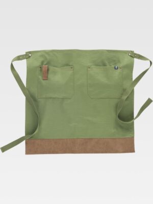 Delantal francรฉs tejido canvas combinado con piel vegana 100% algodรณn M741 Workteam