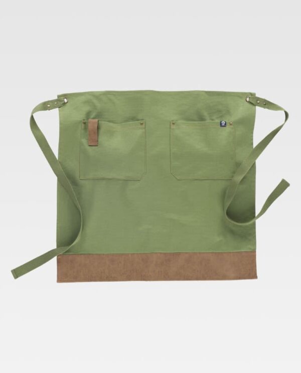 Delantal francés tejido canvas combinado con piel vegana 100% algodón  M741 Workteam